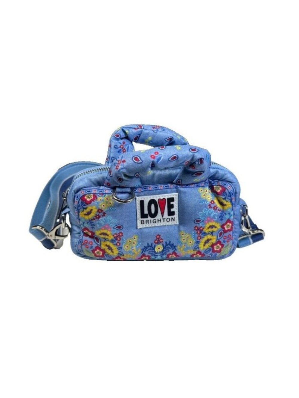 Brighton Bandana Love Crossbody Bag Blue Floral Denim Purse Twee Y2K Kidcore